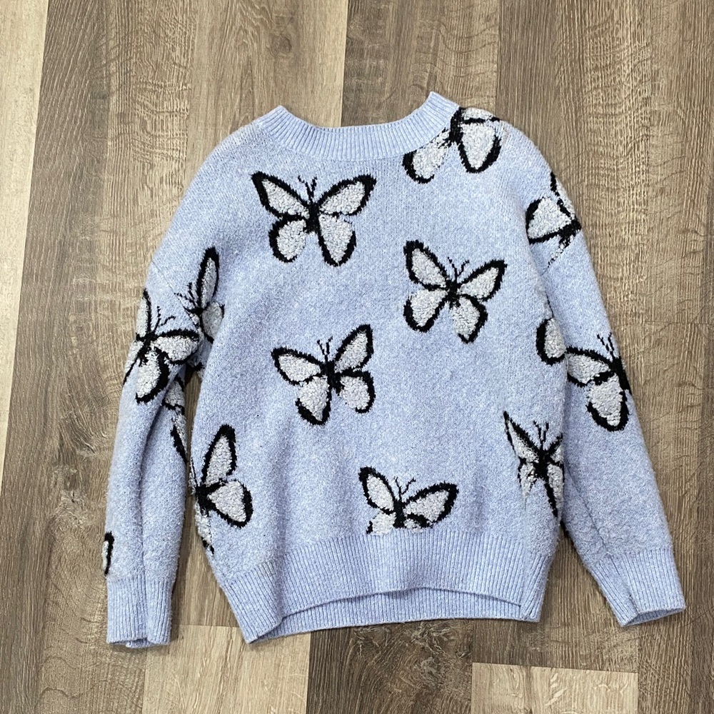 Blue Butterfly Pattern Sweater